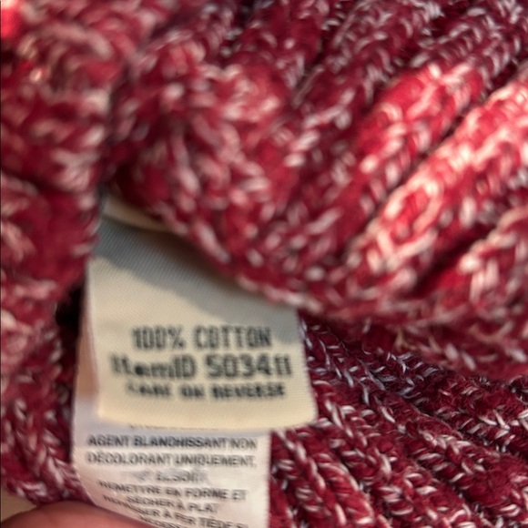 LL Bean XS Marled Red & White Knit Pullover Crewneck Sweater Petite 100% Cotton - Picture 4 of 5